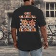 One Thankful Teacher Fall Leaves Thanksgiving Retro Men's Back Print T-Shirt, funny design One Thankful Teacher Fall Leaves Thanksgiving Retro Men's Back Print T-Shirt, funny design
