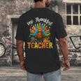 One Thankful Teacher Thanksgiving Turkey Cute Crayon Pencil Men's Back Print T-Shirt, funny design One Thankful Teacher Thanksgiving Turkey Cute Crayon Pencil Men's Back Print T-Shirt, funny design