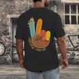 One Thankful Teacher Thanksgiving Turkey Peace Hand Sign Men's Back Print T-Shirt, funny design