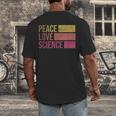 Peace Love Science Lovers Math Chemistry Teacher Men's Back Print T-Shirt, funny design