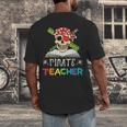 Pirate Teacher Halloween Skull Adult Men's Back Print T-Shirt, funny design