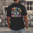Pre-K Is Out Of This World Space Planets Teacher Men's Back Print T-Shirt, funny design