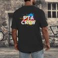 PTA Crew Back To School Volunteer Board Mom Parent Teacher Men's Back Print T-Shirt, funny design