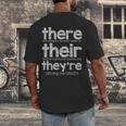 There Their They'Re English Grammar Teacher Humor Men's Back Print T-Shirt, funny design