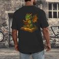 Reading Dragon Shirt For Bookish Teacher Librarian Bookworm Men's Back Print T-Shirt, funny design
