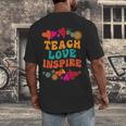 Retro Teach Love Inspire Back To School Teachers Men's Back Print T-Shirt, funny design Retro Teach Love Inspire Back To School Teachers Men's Back Print T-Shirt, funny design
