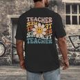 Retro Teacher Daisy Colorful Elementary School Teacher Men's Back Print T-Shirt, funny design Retro Teacher Daisy Colorful Elementary School Teacher Men's Back Print T-Shirt, funny design