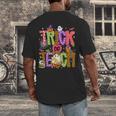 Retro Trick Or Teach Leopard Ghost Halloween Spooky Teacher Men's Back Print T-Shirt, funny design Retro Trick Or Teach Leopard Ghost Halloween Spooky Teacher Men's Back Print T-Shirt, funny design
