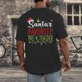 Santa's Favorite Pre-K Teacher Christmas Santa Hat Lights For Men Women Kids Men's Back Print T-Shirt, funny design