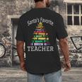 Santa's Favorite Teacher Idea For Christmas Teachers Men's Back Print T-Shirt, funny design