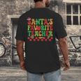 Santas Favorite Teacher Retro Groovy Christmas Xmas Women Men's Back Print T-Shirt, funny design Santas Favorite Teacher Retro Groovy Christmas Xmas Women Men's Back Print T-Shirt, funny design