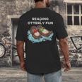 Sea Otter Book Reading Shirt For Bookworm Teachers Men's Back Print T-Shirt, funny design