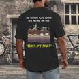 Sorry My Fault Earthquake Tectonic Plate Science Teacher Pun Men's Back Print T-Shirt, funny design Sorry My Fault Earthquake Tectonic Plate Science Teacher Pun Men's Back Print T-Shirt, funny design
