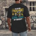 Super Teacher By Day Super Tired By Night Superheroes School Men's Back Print T-Shirt, funny design Super Teacher By Day Super Tired By Night Superheroes School Men's Back Print T-Shirt, funny design