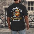 I Teach The Sweetest Duckies Teacher Rubber Duck Teaching Men's Back Print T-Shirt, funny design