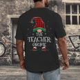 Teacher Gnome Xmas Family Matching Plaid Christmas Gnomes Men's Back Print T-Shirt, funny design
