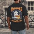 Teacher Halloween Ghost Reading Book Animal Boooks Are Men's Back Print T-Shirt, funny design