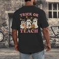 Teacher Halloween Trick Or Teach Cute Ghost Coffee Pumpkins Men's Back Print T-Shirt, funny design Teacher Halloween Trick Or Teach Cute Ghost Coffee Pumpkins Men's Back Print T-Shirt, funny design