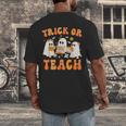Teacher Halloween Trick Or Teach Retro Groovy Floral Ghost Men's Back Print T-Shirt, funny design Teacher Halloween Trick Or Teach Retro Groovy Floral Ghost Men's Back Print T-Shirt, funny design