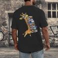 Teacher Shirt Giraffe Holding Books Bookworm Librarian Men's Back Print T-Shirt, funny design