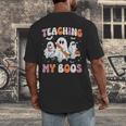Teaching My Boos Teacher Cute Ghost Teacher Halloween Men's Back Print T-Shirt, funny design