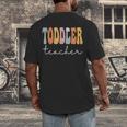 Toddler Teacher Retro Groovy Women Happy First Day Of School Men's Back Print T-Shirt, funny design