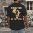 History Education Is Freedom African Map Black Teacher Men's Back Print T-Shirt, funny design