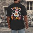 Trick Or Teach Cute Floral Ghost Teacher Halloween Costume Men's Back Print T-Shirt, funny design