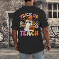 Trick Or Teach Cute Ghost Coffee Pumpkins Halloween Teacher Men's Back Print T-Shirt, funny design Trick Or Teach Cute Ghost Coffee Pumpkins Halloween Teacher Men's Back Print T-Shirt, funny design