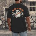 Trick Or Teach Groovy Retro Ghost Halloween Teacher Kids Men's Back Print T-Shirt, funny design