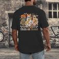 Trick Or Teach Groovy Teacher Halloween Floral Ghost Men's Back Print T-Shirt, funny design Trick Or Teach Groovy Teacher Halloween Floral Ghost Men's Back Print T-Shirt, funny design