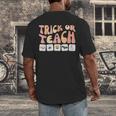 Trick Or Teach With Symbols Special Education Teacher Spooky Men's Back Print T-Shirt, funny design Trick Or Teach With Symbols Special Education Teacher Spooky Men's Back Print T-Shirt, funny design