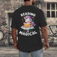 Unicorn Teacher Reading Is Magical Book Men's Back Print T-Shirt, funny design
