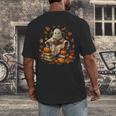 Vintage Ghost Book Reading Pumpkin Gothic Halloween Teachers Men Women Kids Men's Back Print T-Shirt, funny design