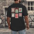 Vintage Preppy Very Merry Teacher Santa Stamps Christmas Men's Back Print T-Shirt, funny design