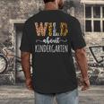 Wild About Kindergarten Teacher Leopard Print Men's Back Print T-Shirt, funny design Wild About Kindergarten Teacher Leopard Print Men's Back Print T-Shirt, funny design