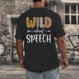 Wild About Speech SLP Leopard Teacher Back To School Kids Men's Back Print T-Shirt, funny design
