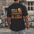 Will Trade Students For Candy Halloween Costume Teacher Men's Back Print T-Shirt, funny design Will Trade Students For Candy Halloween Costume Teacher Men's Back Print T-Shirt, funny design