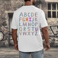 Back To School Kindergarten Alphabet ABC Teacher Women Kids Men's Back Print T-Shirt, funny design