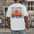 Take Chances Make Mistakes Get Messy Vintage Teacher Life Men's Back Print T-Shirt, funny design