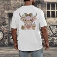 Cute Floral Highland Cow Back To School For Women Teacher Men's Back Print T-Shirt, funny design