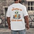 Cute Halloween Teacher Librarian Mummy Reading Books Men's Back Print T-Shirt, funny design