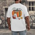 Fall Book Pumpkin Books Ghost Reading Halloween Teacher Men's Back Print T-Shirt, funny design