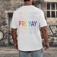 Happy Fri Yay Teacher Friday Saying Men's Back Print T-Shirt, funny design