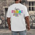Happy Friyay Teacher School Friday Weekend Vibes Men's Back Print T-Shirt, funny design Happy Friyay Teacher School Friday Weekend Vibes Men's Back Print T-Shirt, funny design