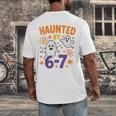 Haunted 67 Ghost Math Teacher Halloween Costume Math Pun Men's Back Print T-Shirt, funny design