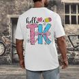 Hello TK Transitional Kindergarten Back To School Teacher Men's Back Print T-Shirt, funny design Hello TK Transitional Kindergarten Back To School Teacher Men's Back Print T-Shirt, funny design