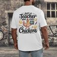 Just a Teacher Who Loves Chickens Chicken Farm Animal Lover Men's Back Print T-Shirt, funny design