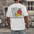 K Is For Kindergarten Teacher Pencil Apple Back To School Men's Back Print T-Shirt, funny design K Is For Kindergarten Teacher Pencil Apple Back To School Men's Back Print T-Shirt, funny design