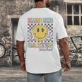 Kindergarten Teacher Team Hippie Smile Face Back To School Men's Back Print T-Shirt, funny design Kindergarten Teacher Team Hippie Smile Face Back To School Men's Back Print T-Shirt, funny design